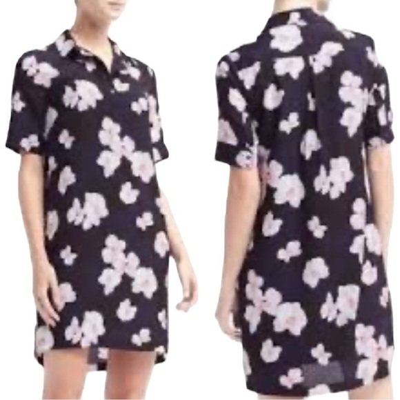 Banana Republic Polo Shift Navy Floral Dress - Picture 1 of 13